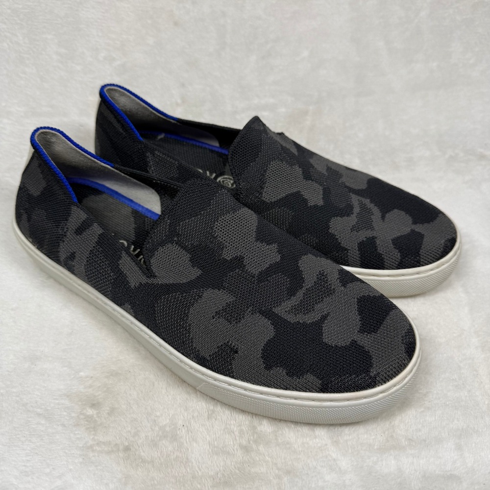 Rothys The Sneaker Grey Camo Slip On Washable Knit Shoes 8.5